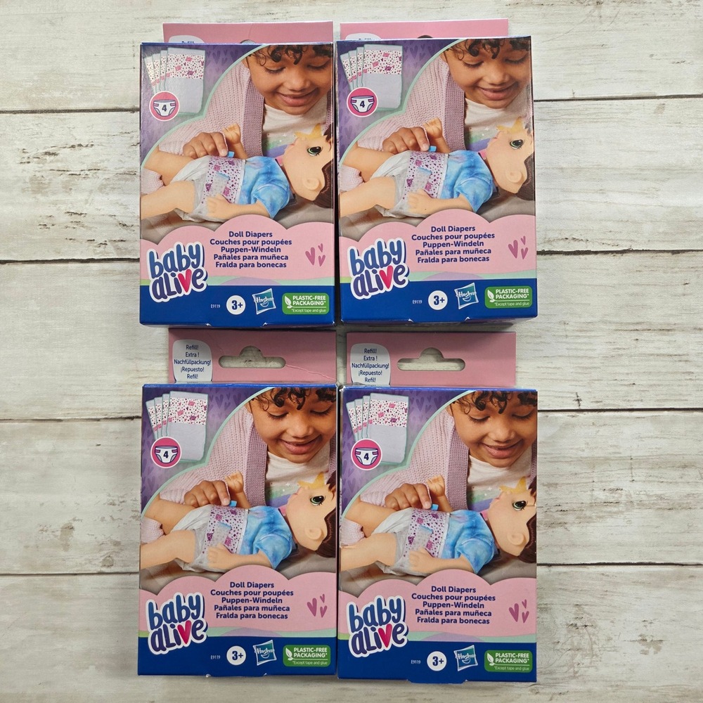 Baby Alive Doll Diaper Refills 4-Pack 16 Diapers Total E9119 Hasbro New